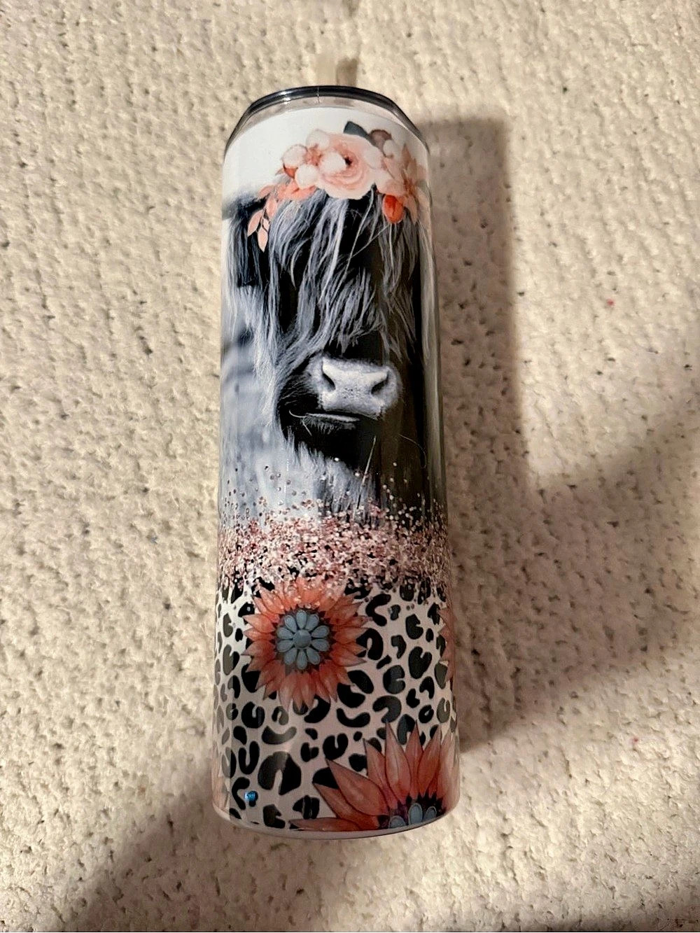 Floral Animal Print Tumbler in Black & Pink